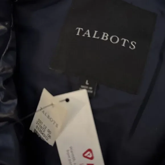 Talbots Long PrimaLoft Filled Puffer Vest Womens Large Navy Blue Full Zip New * - Picture 6 of 12
